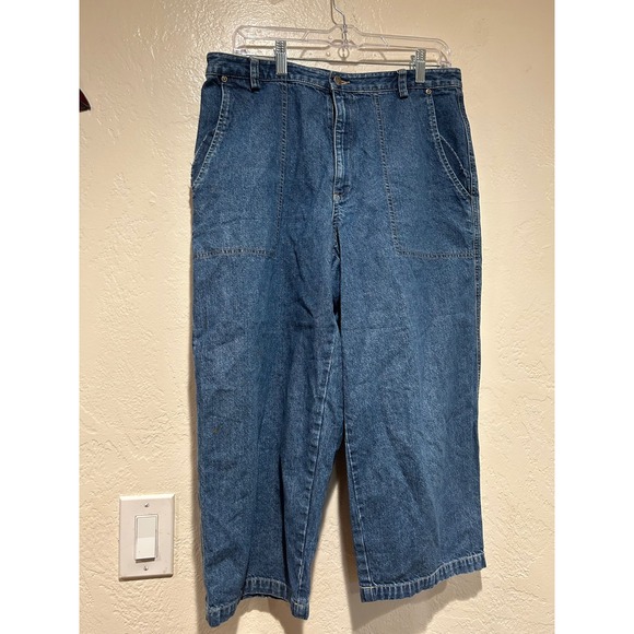 Crazy Horse Denim - Crazy Horse Liz Claiborne Vintage Blue 13Denim Wide Leg Culottes Cropped Pant12